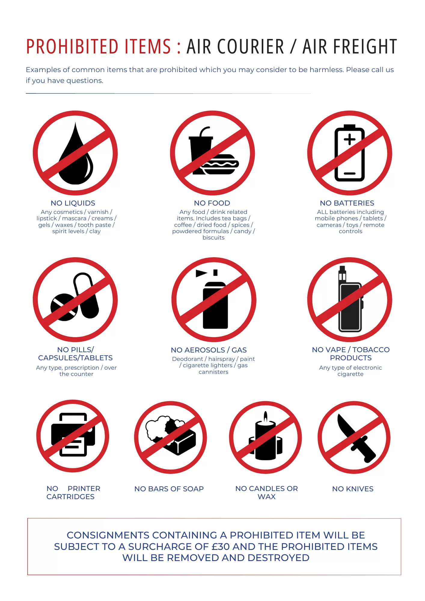list of prohibited items